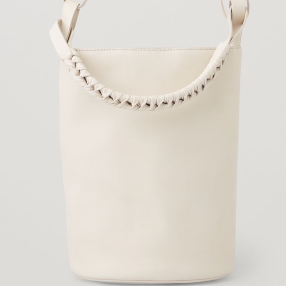Cos white leather bucket bag